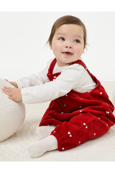 Marks & Spencer 2’li Kadife Kalp Nakışlı Takım (0-3 Yaş)
