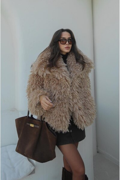 Havoş Beige Powell Faux Fur Jacket