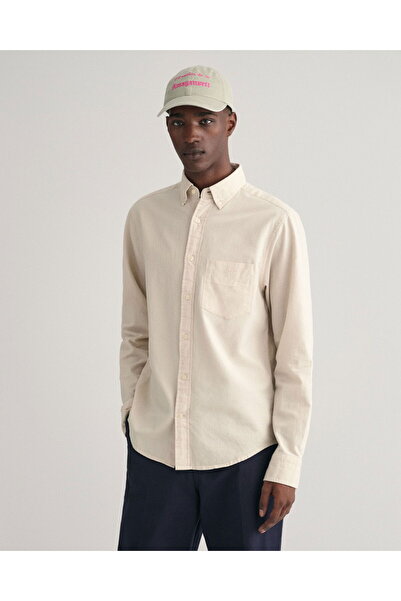 Gant Men's Beige Regular Fit Button Collar Oxford Shirt