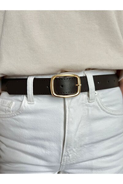 Eksibir Oval Gold Tokalı Kadın Kemeri Pantolon Kemeri Elbise Kemeri