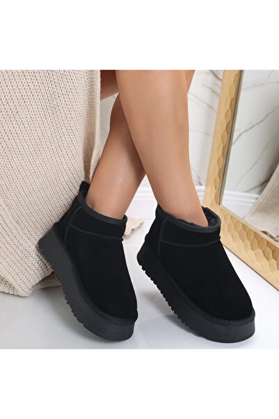 Botinelli Women's Black Fur-lined Boots Made of Genuine Suede Leather Rayssa, 39