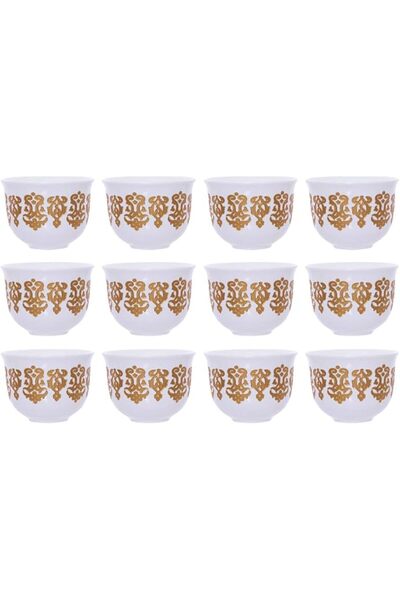 The Bros أكواب كاوا من الخزف الصيني الأبيض الذهبي EV-CW-S2G مجموعة من 12 قطعة