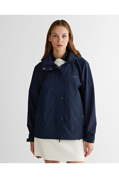Gant Kadın Lacivert Kapüşonlu Logolu Ceket