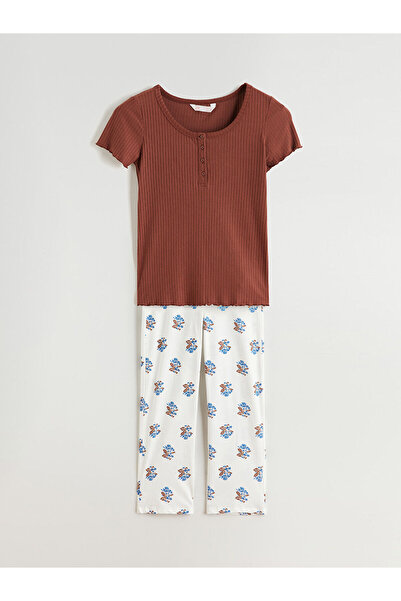 LC Waikiki Peak New Season Short Sleeve Patterned Women's Pajama Set