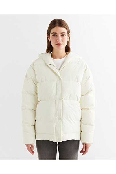 Gant Kadın Krem Kapüşonlu Kapitone Mont