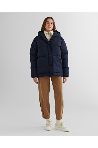 Gant Kadın Lacivert Kapüşonlu Kapitone Mont