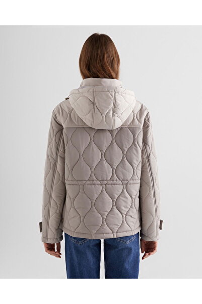 Gant Kadın Bej Kapüşonlu Kapitone Mont