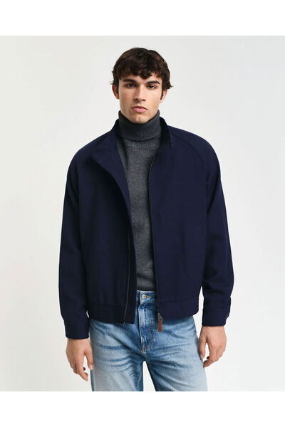 Gant Men's Navy Blue Stand Collar Jacket