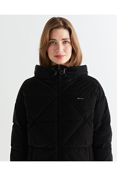 Gant Kadın Siyah Kapüşonlu Kapitone Mont