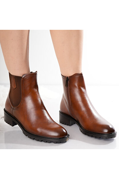 Botinelli Women's Camel Fur-lined Boots Made of Velvet -Leather, 36