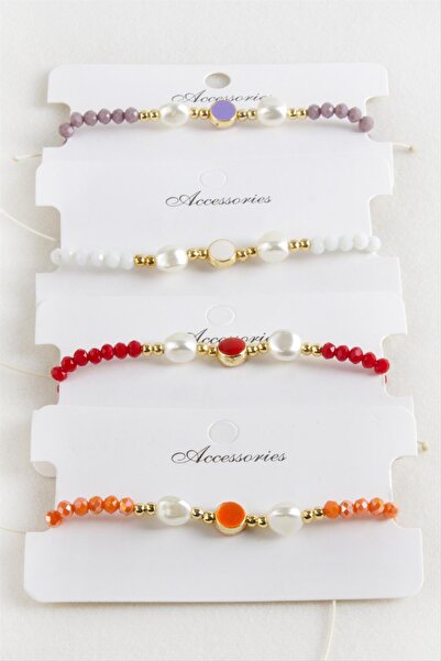 CT STONES سوار من خيط الماكرومي الكريستالي اللؤلؤي المينا