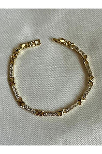 yeknova Xuping 14K Gold Rengi Kuyumcu İşçiliği Sonsuzluk Model Zirkon Taş Detay Kararmaz Kadın Bileklik