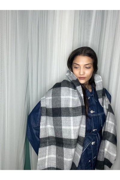 laviyonsa Eșarfă și șal din lână groasă de iarnă, model cu ciucuri