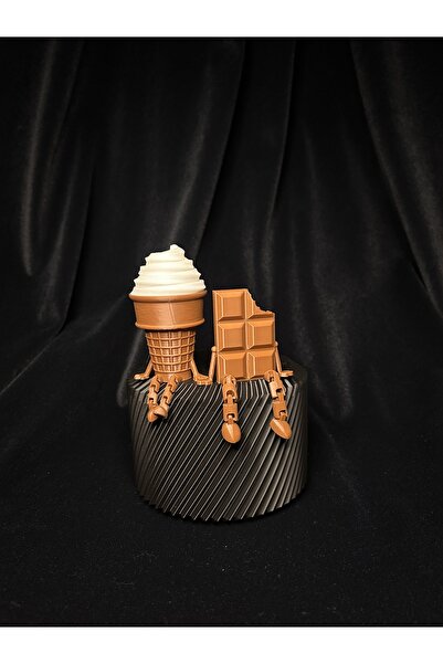 kosmiq joy Tatlı Temalı Dekoratif Obje | Dondurma ve Çikolata Figürlü 3D Baskı Masa Süsü – Hediye ve Dekor Seti