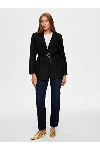 Faik Sönmez Püskül Şerit Detaylı Beli Kemerli Ceket W26CKT008
