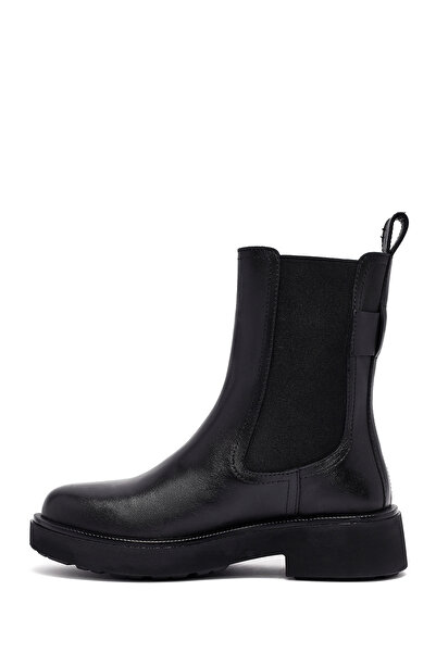 Derimod Women's Black Thick Soled Leather Chelsea Boots 25Wfd202018