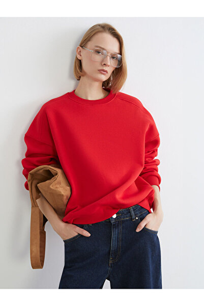 LC Waikiki Özmarka Yeni Sezon Bisiklet Yaka Oversize Kadın Kalın Sweatshirt