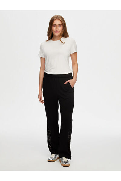 Faik Sönmez Bead Sequin Work Detailed W Wide Leg Fit Tracksuit Bottom W26Esa008