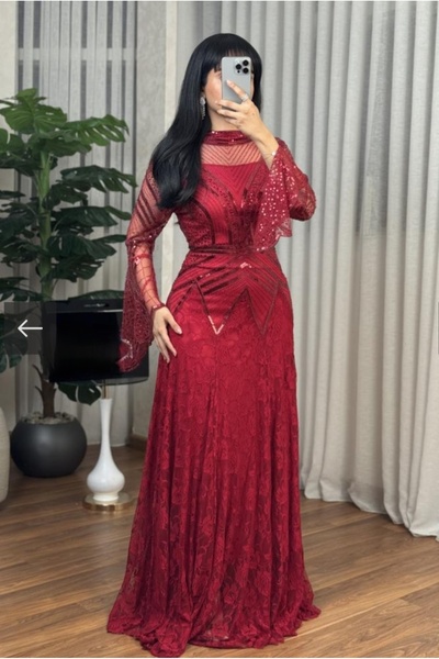 zourina فستان سهره نسائي طويل لون عودي