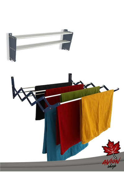 AVION-SHOP Lissome Duvara Monte Akordiyon Çamaşır Kurutmalığı Antrasit 120 cm