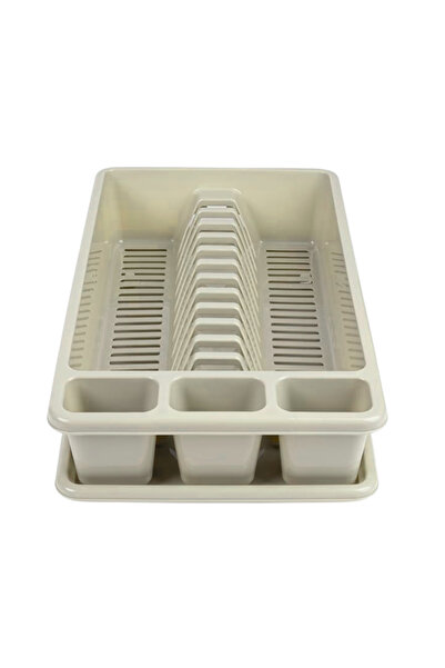 LYOBEST Dish and cutlery drier with tray, rectangular, medium, dimensions 42 x 26 x 9 cm, White