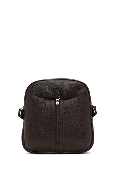 Derimod Ανδρική τσάντα χιαστί με μακρύ λουράκι καφέ 25WBD3502FT