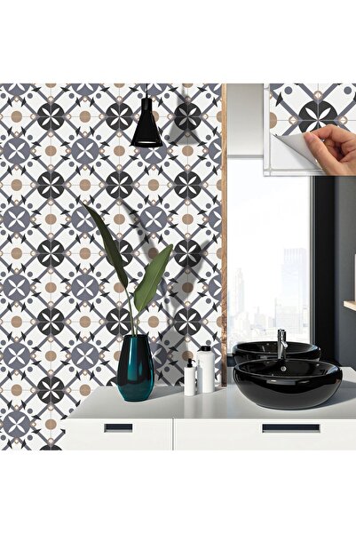 TİNK Kendinden Yapışkanlı Fayans Kaplama Palmet Desenli Pvc Karo 30x30 cm (4 ADET) 0,36m²