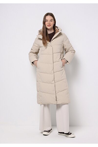 Colin's Regular Fit με κουκούλα Αδιάβροχο γυναικείο παλτό εκρού με επένδυση με φερμουάρ