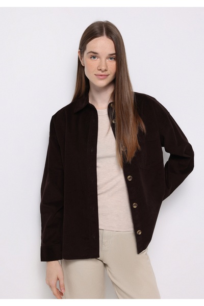 Colin's Regular Fit Shirt Neck Plain Women's Brown Long Sleeve Shirt