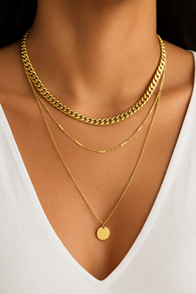 Feyloriana Kadın Katlı Zincir Kolye Pullu