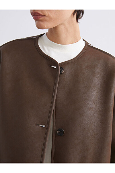 LC Waikiki Vizyon New Season Crew Neck Double-Sided Women's Coat