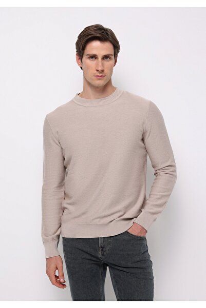 Colin's Regular Fit Round Neck Jacquard Men's Beige Sweater