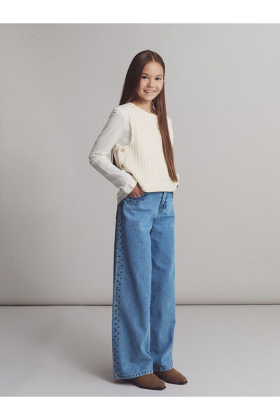 LC Waikiki Lcw Kids Crew Neck Girls' T-Shirt and Sweater 2-Pack