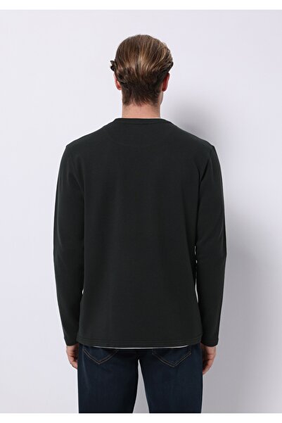 Colin's Regular Fit Yuvarlak Yaka Jakarlı Erkek Yeşil Uzun Kol Tişört