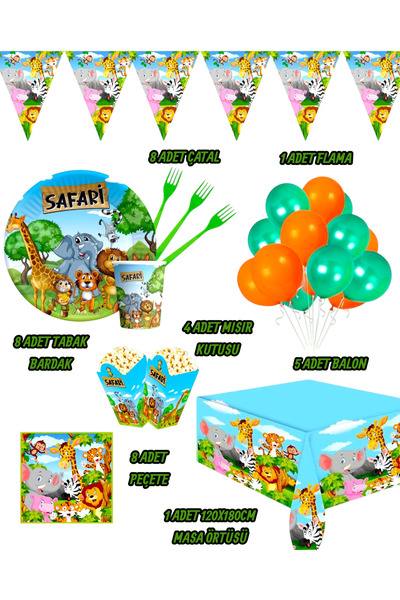 Evabrite Safari Themed Birthday Party Set for 32 People - Special Party Decorations for Kids