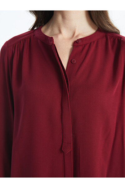 LC Waikiki Burgundy Hakim Collar Women's Blouse