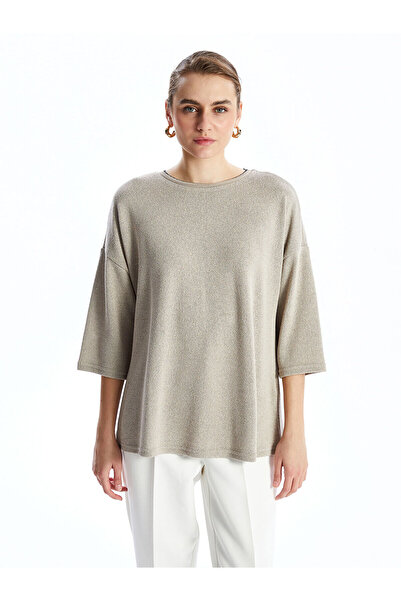 LC Waikiki Gray Crew Neck Oversize Women's T-Shirt