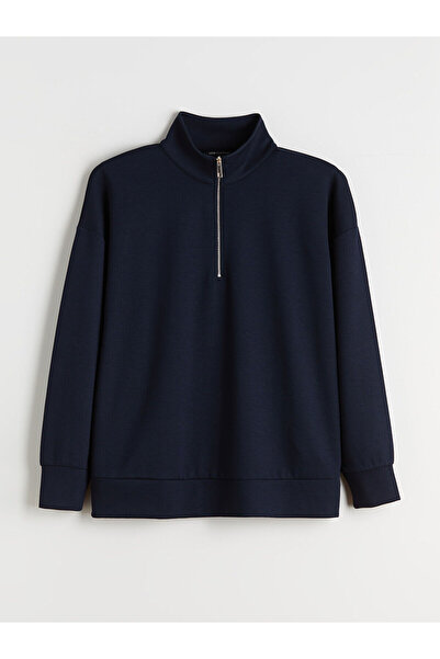 LC Waikiki Lacivert Dik Yaka Kadın Sweatshirt