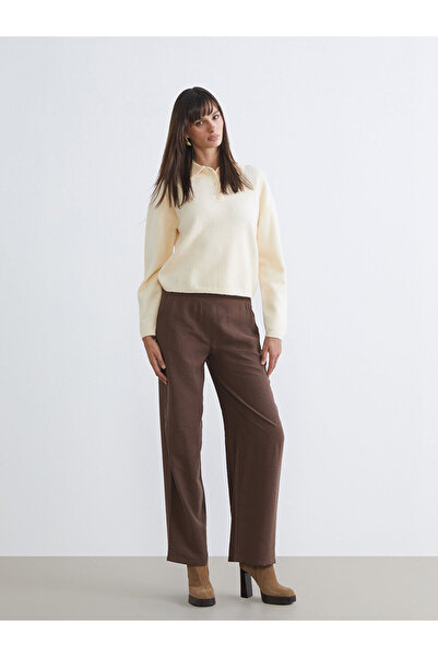 LC Waikiki Γυναικείο παντελόνι με ελαστική μέση και φαρδύ πόδι, νέα σεζόν