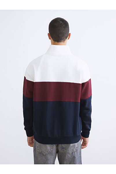 LC Waikiki Peak New Season Stand Collar Color Block Men's Sweatshirt