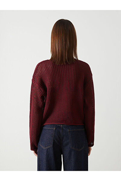 LC Waikiki Crew Neck Openwork Women's Knitwear Cardigan