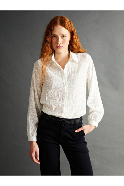 LC Waikiki Ekru Desenli Kadın Gömlek