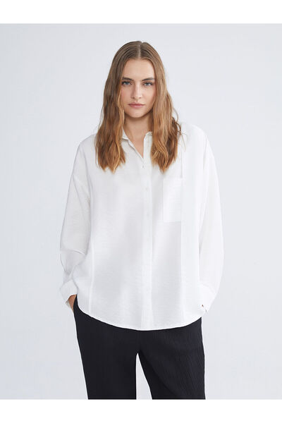 LC Waikiki Екру текстурирана дамска риза с голям размер