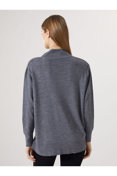 LC Waikiki Lcwaikiki Basic Gray Half Turtleneck Oversize Women's Knitwear Sweater