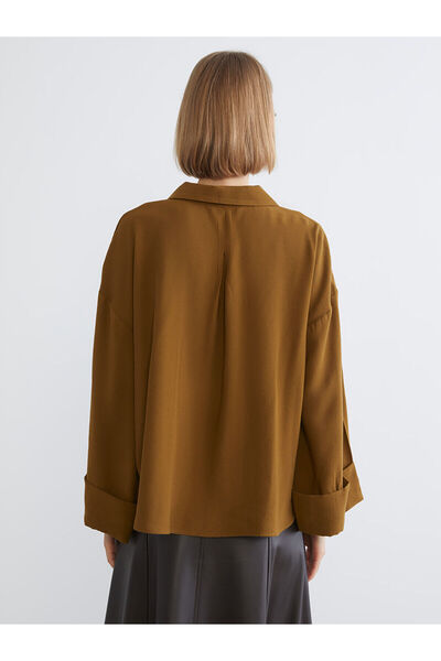 LC Waikiki Καφέ oversized Γυναικείο πουκάμισο