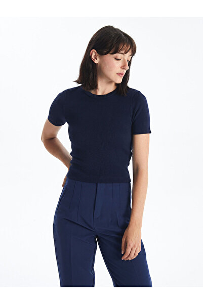 LC Waikiki Dámský pletený svetr – výstřih, pevný střih, krátký rukáv