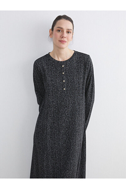 LC Waikiki Bisiklet Yaka Desenli A Kesim Elbise