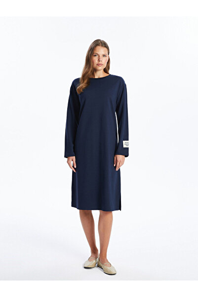 LC Waikiki LCW Comfort - Синя сукня з велосипедним коміром для жінок