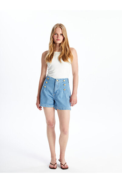 LC Waikiki Pantaloni scurți din denim pentru femei Özmarka New Season Standar...