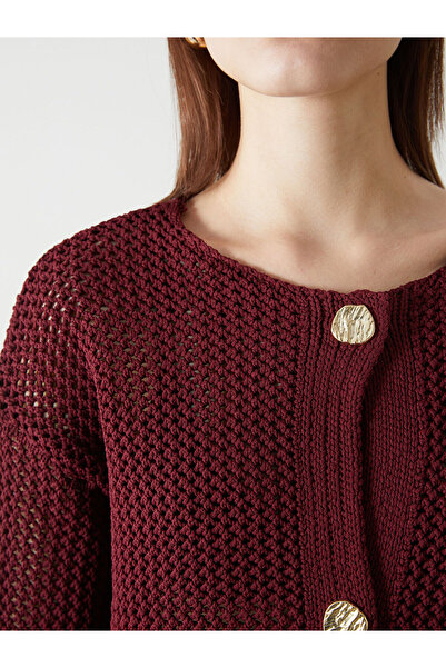 LC Waikiki Crew Neck Openwork Women's Knitwear Cardigan